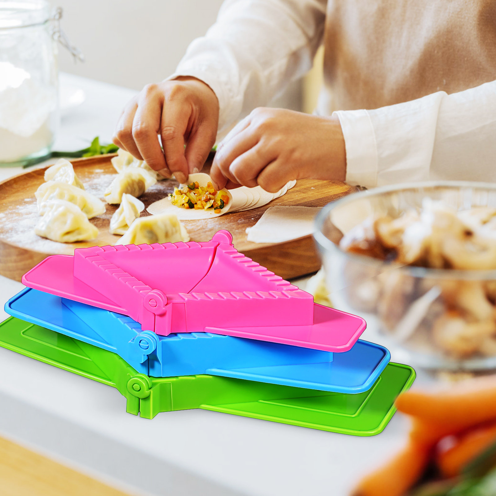 Dumpling Press Set - 3 Parça Mantı Kalıbı Seti Plastik
